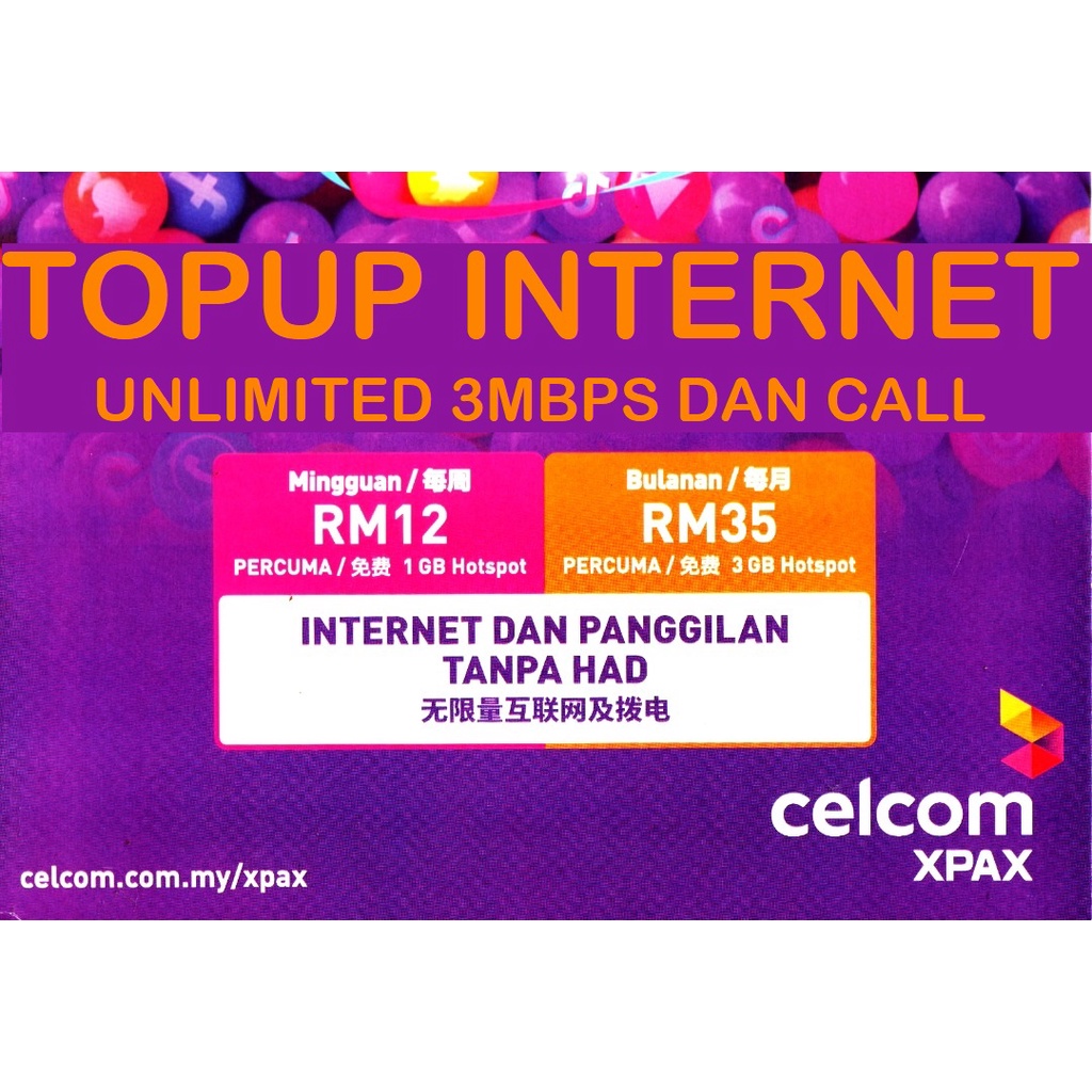 Buy Anytime Topup Internet Unlimited Data Celcom Rm12 Rm35 Reload Seetracker Malaysia