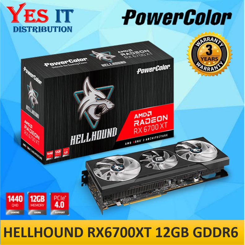 PowerColor Hellhound AMD Radeon RX6700XT 12GB GDDR6 Gaming Graphic