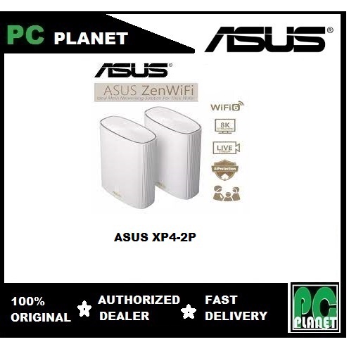 ASUS ZenWiFi AX Hybrid Powerline Mesh WiFi6 System (XP4) 2PK - Whole Home Coverage Up To 5,500 Sq.Ft. & 6+ Rooms For Thick Walls, AiMesh, Free Lifetime Security, Easy Setup, HomePlug