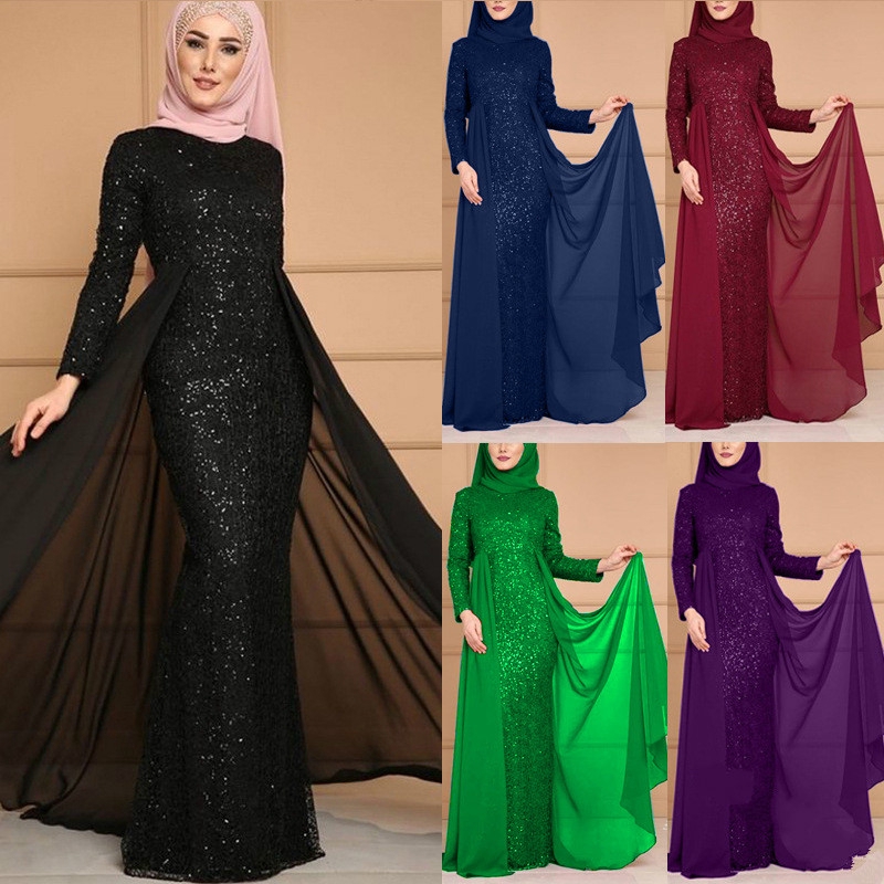  Muslim  Baju  Women Fashion  Jubah Lace Long Dress Evening 