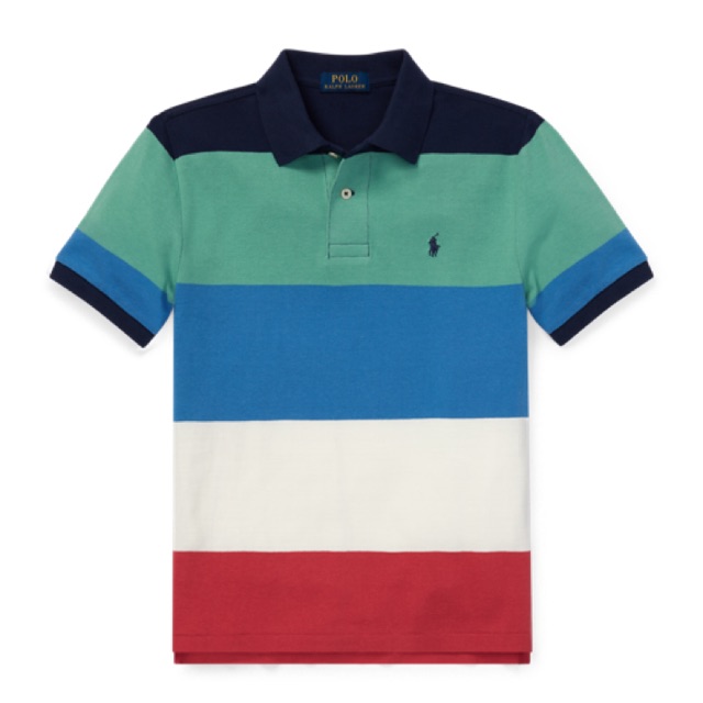 striped cotton mesh polo shirt