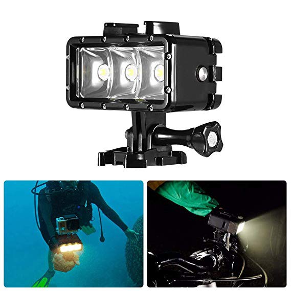 Suptig Diving Light High Power Dimmable Waterproof LED Video Light Fill Night Light Diving Underwater Light Waterproof 147ft 45m for Gopro Hero 6/5/5S/4/4S/3+/2/SJCAM SJ4000/SJ5000/YI Action 