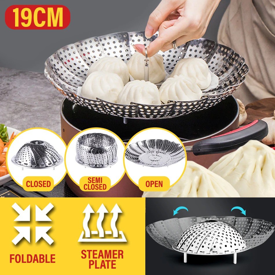 MyPetHouse [ 19CM ] Folding Retractable Food Steamer Plate Shopee