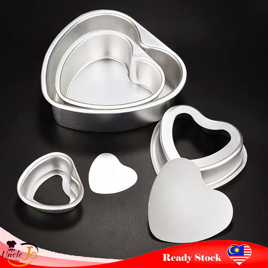 Non Stick Heart-shaped Cake Mold Aluminium Alloy Non Stick Loose Base Love shape Cake Tin Mold Loyang Bentuk Hati