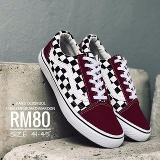 vans old skool checkerboard maroon