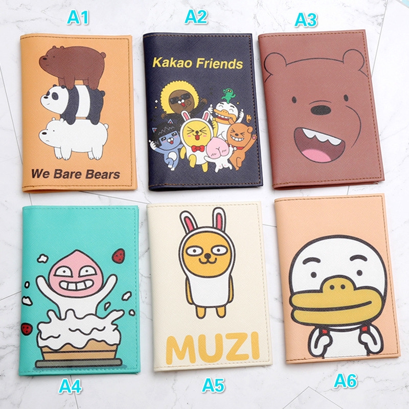 Cartoon Anime Naked Bear Passport Bag Overseas Travel Goods ID Card Ticket Storage Clip