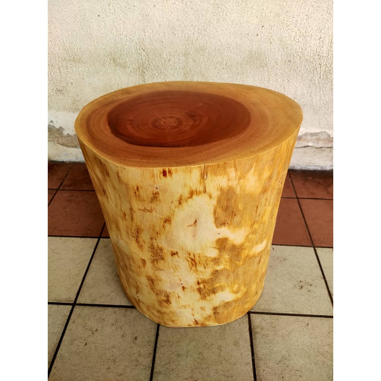 Solid Wood Log Stump Kayan Wood Rain Tree Diameter 37cm Height 42cm