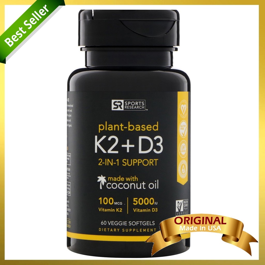 Sports Research Vitamin K2 + D3, 100 mcg/5000 IU, 60 ...