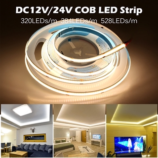 384 528 LEDs/m High Density Flexible COB strip light 12V 24V Soft FOB Bar RA90 