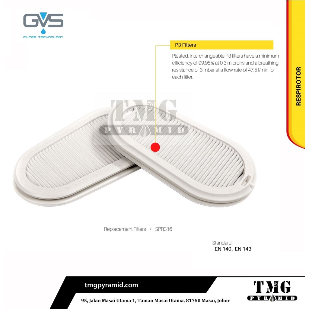 GVS ELIPSE P3 REPLACEMENT FILTERS SPR316 Applications Welding and