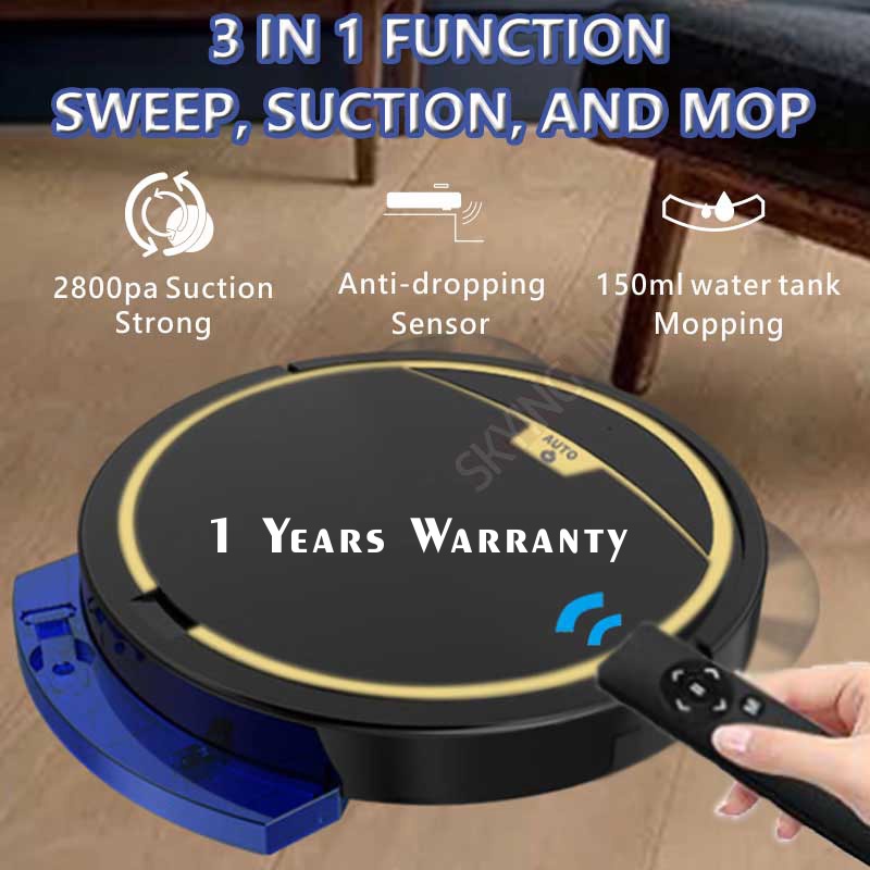 2800Pa Robot Vacuum Cleaner Smart Vacuum Cleaner for Home Sweeping Cleaner Electric Water Tank Wet Mopping Carpet Cleaning