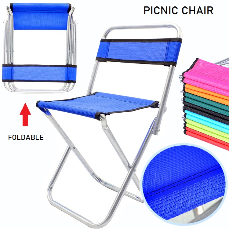 Aluminium Foldable Oxford Picnic Fold Chair Seat Camping Fishing BBQ Outdoor Stool with Backrest / Kerusi