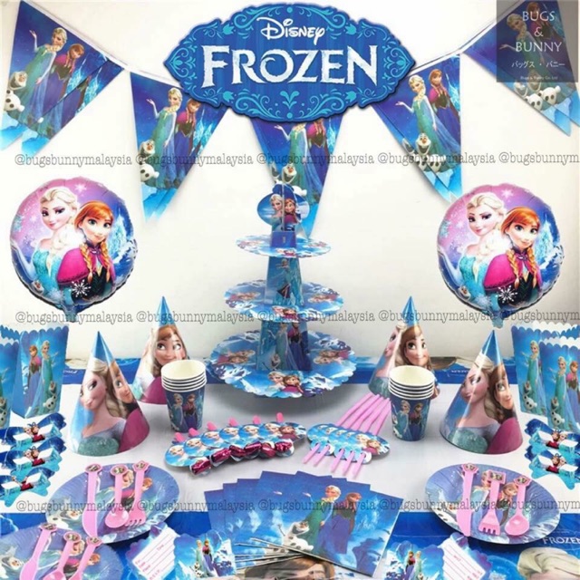 Ready Stock Frozen Theme Kids Happy Birthday Party Tableware