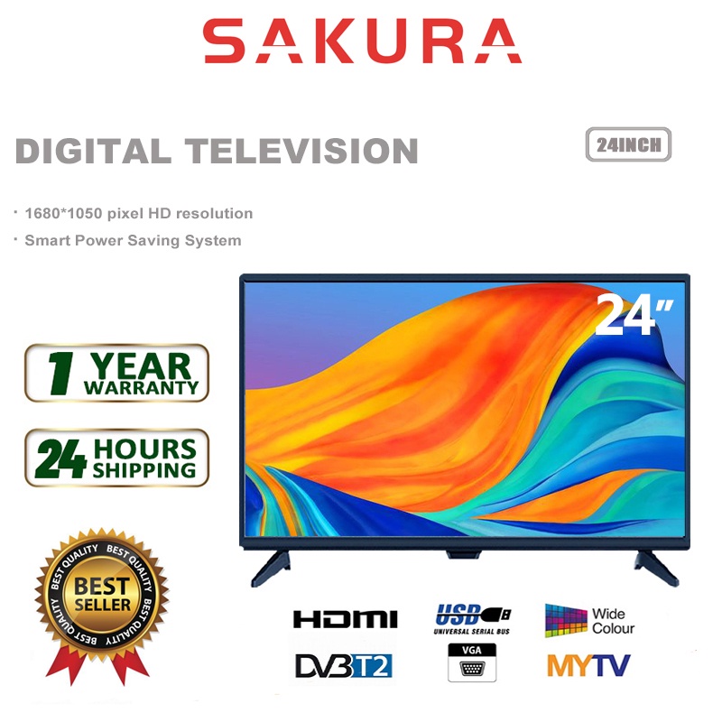 Sakura Digital TV 24 inch HD LED TV (DVBT-2) Built in MYTV