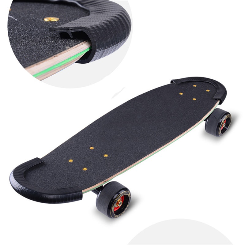 2pcs Skateboard Deck Head Anti Bump Protect Rubber Strip Longboard black/Red 