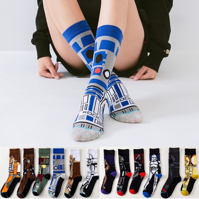 Star Wars Movie Stockings Master Yoda R2-D2 Cosplay Socks Wookiee Jedi Knight Novelty Women's Men's Socks Autumn Winter