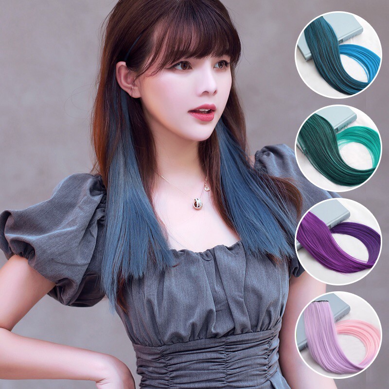 Wigs long straight hair perm curl cut clip wig piece color gradient one piece straight hair piece 20 colors Ear dye Hairstyle