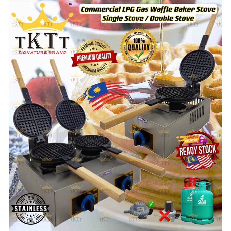 TKTT ™️ Commercial Gas Waffle Baker Stove Portable Waffle Maker Telfon Waffle Baker Pan Mesin Bakar Waffle Serbaguna