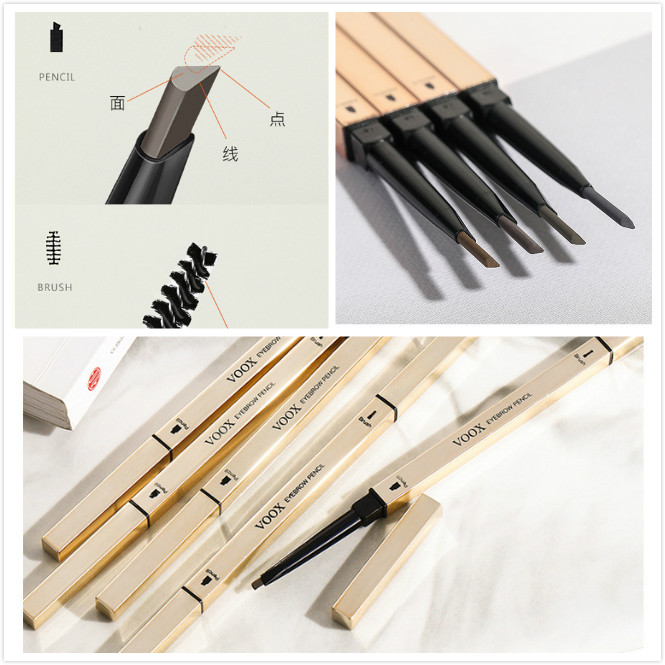 Reliable Purpose Small gold bar eyebrow pencil Double-headed triangle ultra-fine waterproof sweat-proof natural Multi... - Image 4