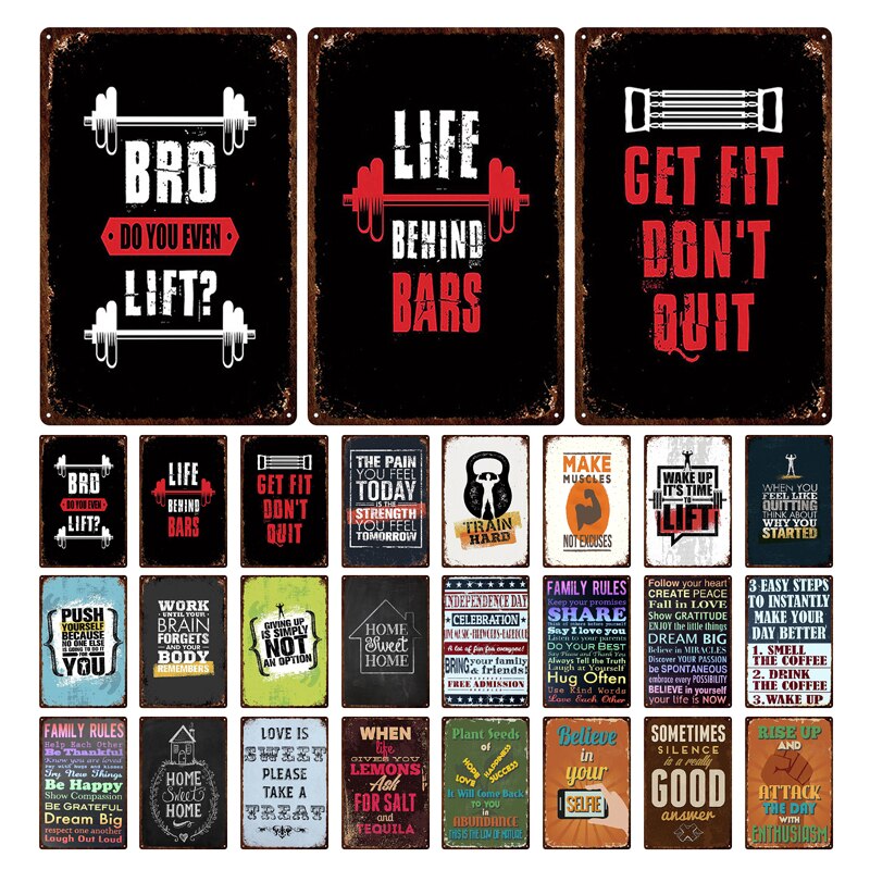 2021 Funny Text Sign Exercise Fitness Poster Gym Training Room Wall Decor  Pin Up Tin Sign Man Cave Art Poster Decoration Metal Plate | Shopee Malaysia