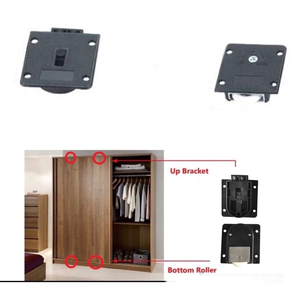 2up 2down Wardrobe Closet Cabinet Sliding  Door  Roller 