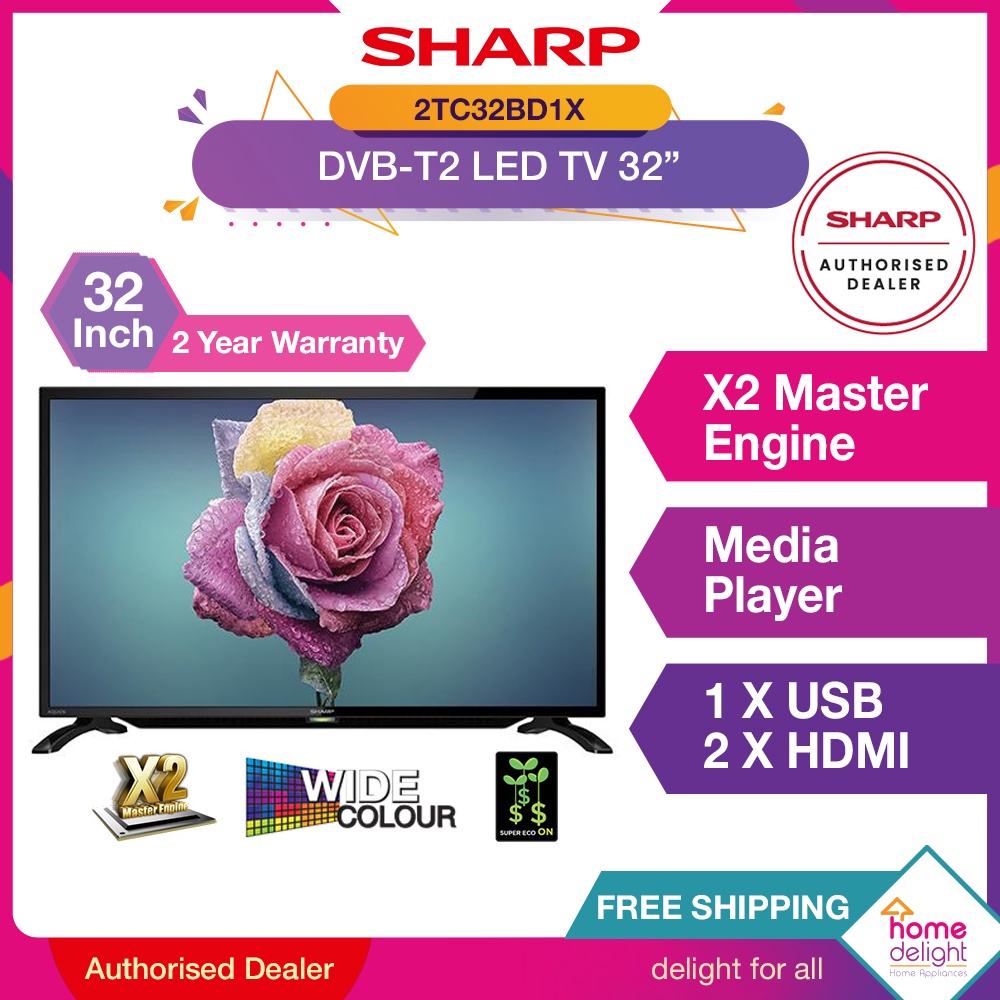 Free Shipping Sharp Hd Led Tv 32 2t C32bd1x 2tc32bd1x Shopee 0521