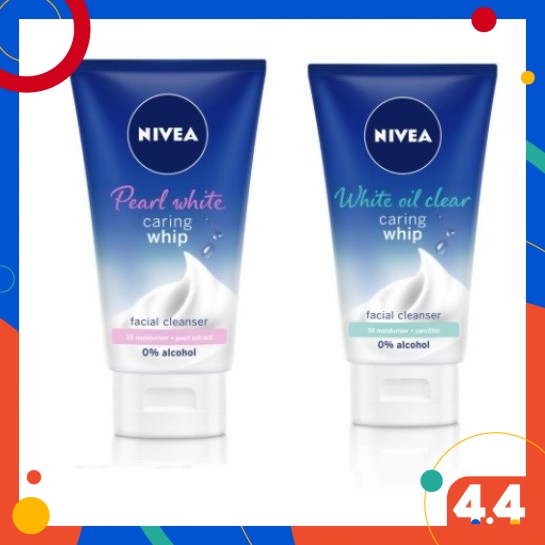 nivea pearl white caring whip facial cleanser