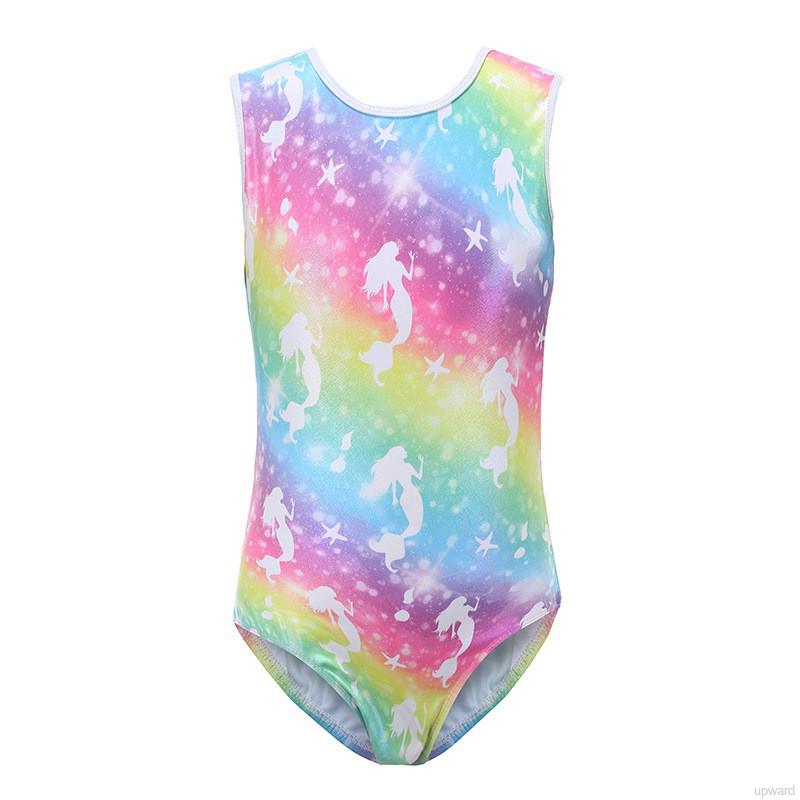 Gymnastics Leotards for Little Girls Sparkly One-Piece Colorful Rainbow Athletic Leotards 2-12 Years 
