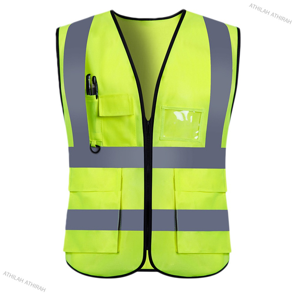 ATHILAH ATHIRAH Adults High Visibility 5 Pockets Safety Reflective ...