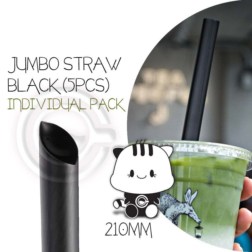 JUMBO / GIANT STRAW PLASTIC INDIVIDUAL PACK BOBA STRAW BUBBLE STRAW WHITE STRAW BLACK STRAW