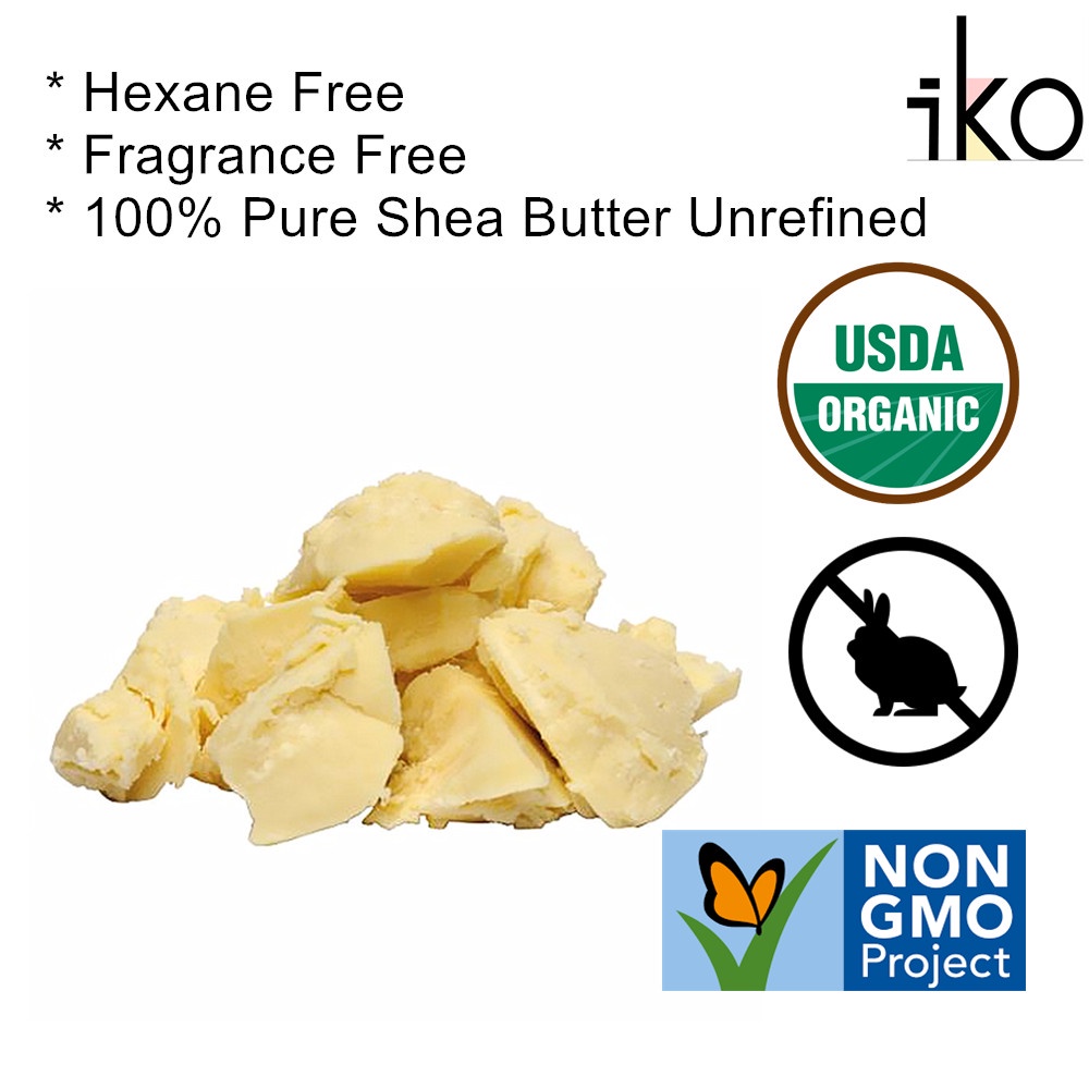 100% Pure Certified Organic Shea Butter Unrefined 500G /Mentega Shea Organik Tulen 100% Tidak Ditapis 500G