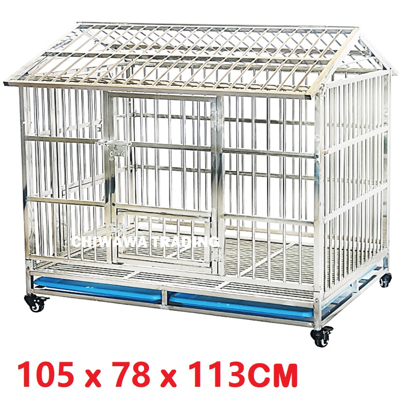 CGR1【105 x 78 x 113cm】 Stainless Steel Pet Dog Cat Rabbit Cage Crate House Home / Rumah Haiwan Anjing Kucing Sangkar