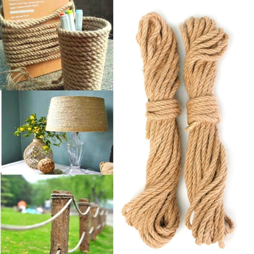 Twisted Burlap Jute Twine Rope Thick Natural Hemp Cord Sisal Rope String 4 Sizes 