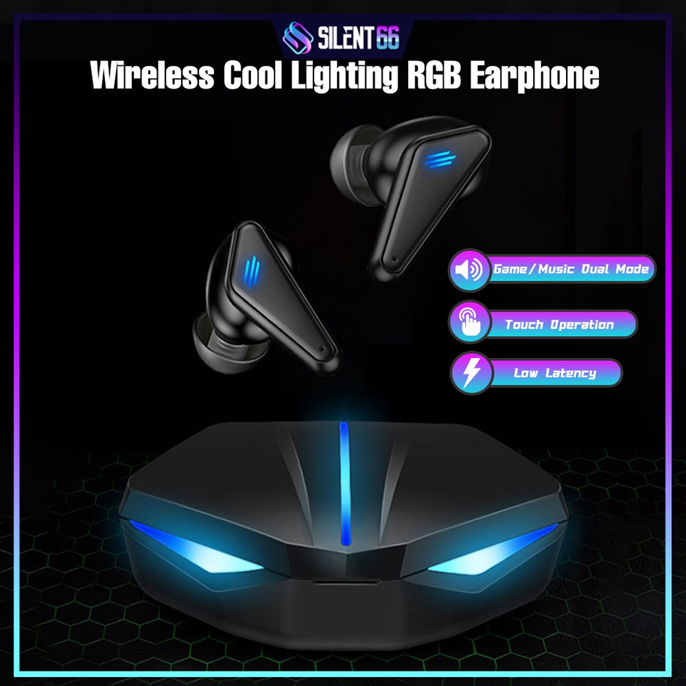 READY STOCK Wireless gaming earbuds original K55 cool lighting RGB true