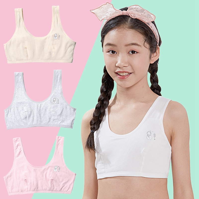 8 12 Years Girls Training Bra Elastic Lingerie Vest Cotton Girl Bra Teenager Camisole Sports Bra