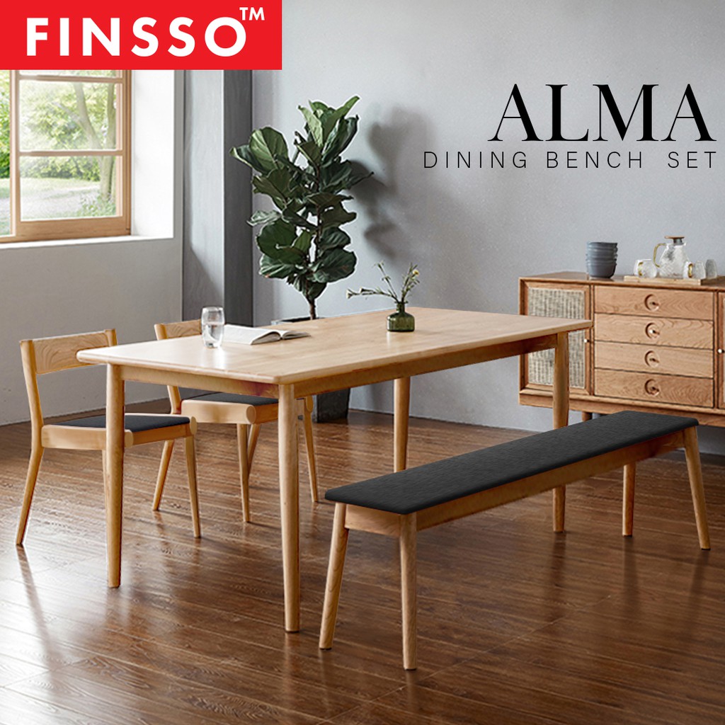 FINSSO: ALMA Japanese Style Solid Rubber Wood Dining Set