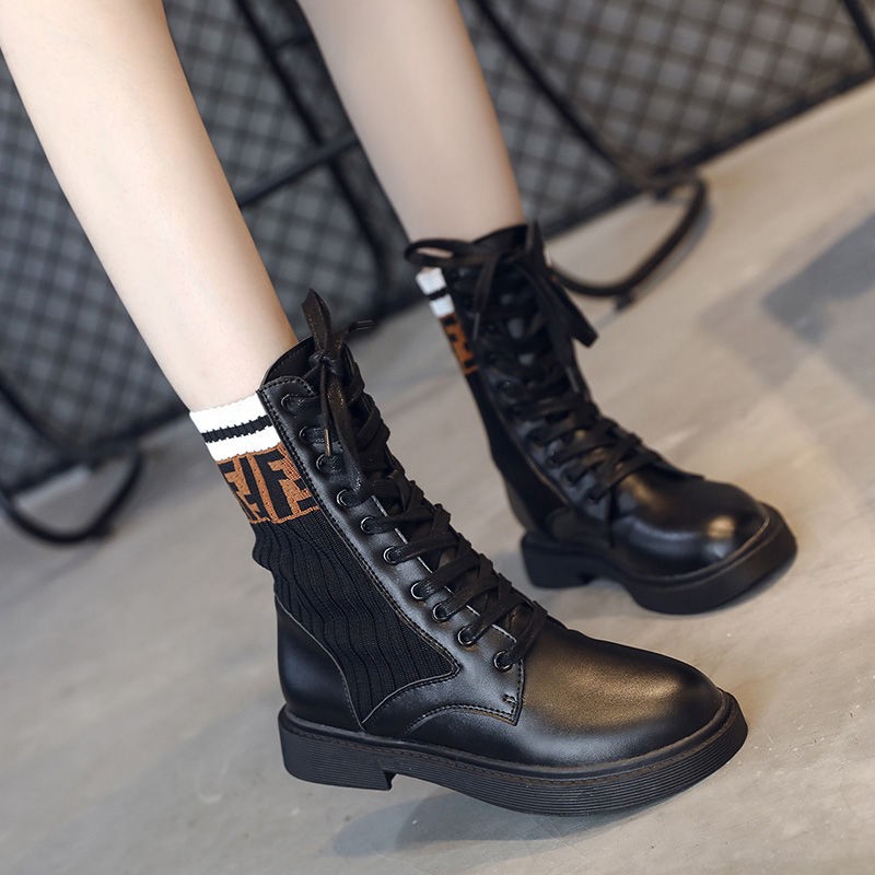 2020 Kasut Musim Luruh Dan Sejuk Baru Martin Boots Wanita Gaya Inggeris Pelajar Pergelangan Kaki Rata Korea Dengan Motosikal Mid Tube 2020 New Autumn And Winter Shoes Women English Style Student Flat Shopee