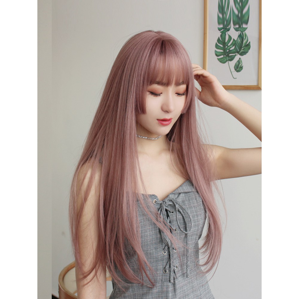 Jifa Style Pink Wig Female Long Curly Hair Big Wave Lolita Wig