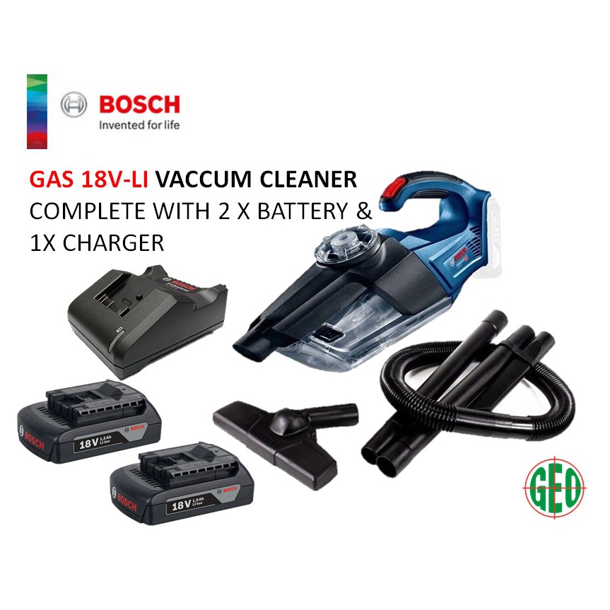 BOSCH GAS 18V1 Cordless Vacuum Cleaner With 2 x 2.0ah Battery & 1 x