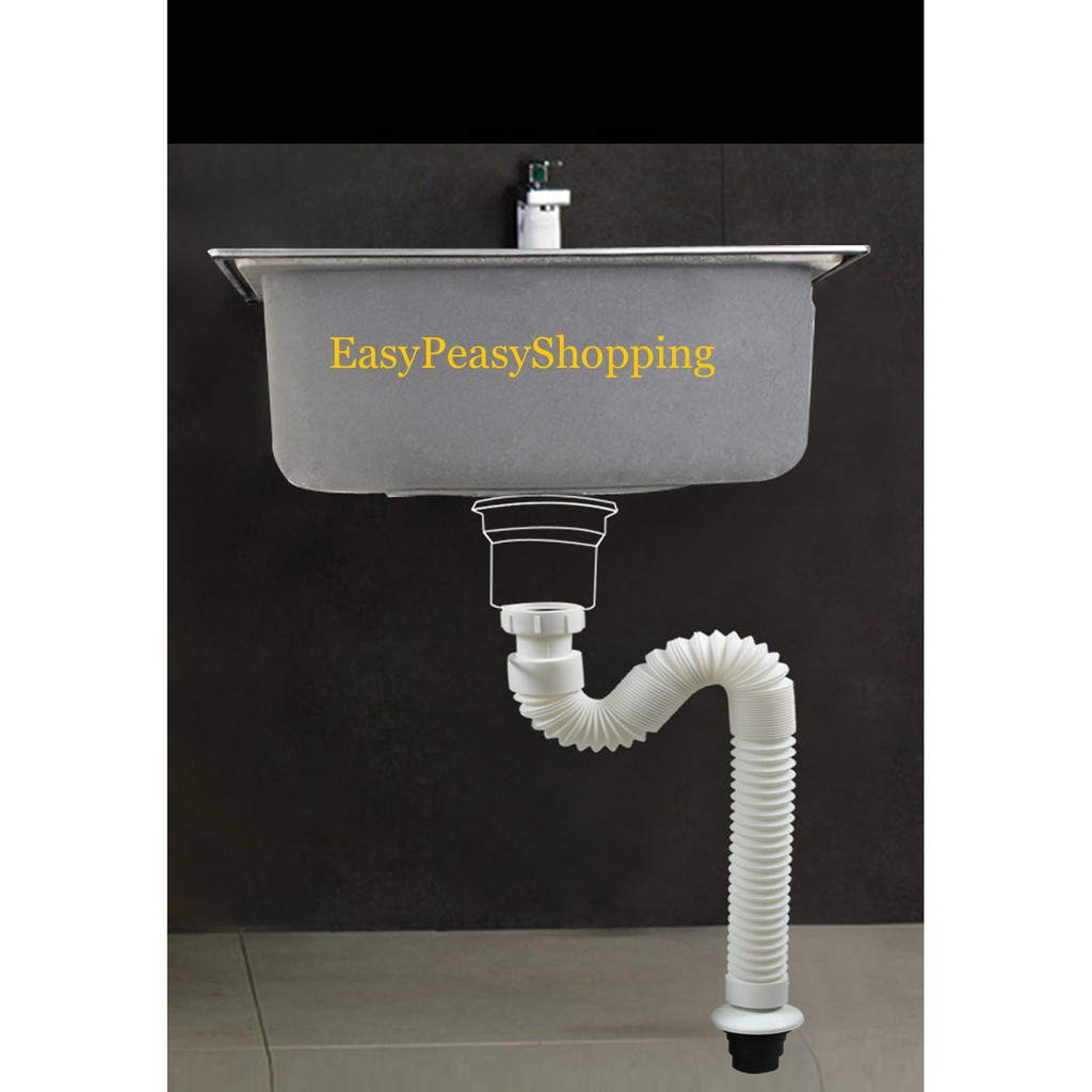 Flexible Waste Pvc Pipe For Plumbing Faucet Basin Kitchen Sink Water Fleksible Paip Basin Keluar Shopee Malaysia