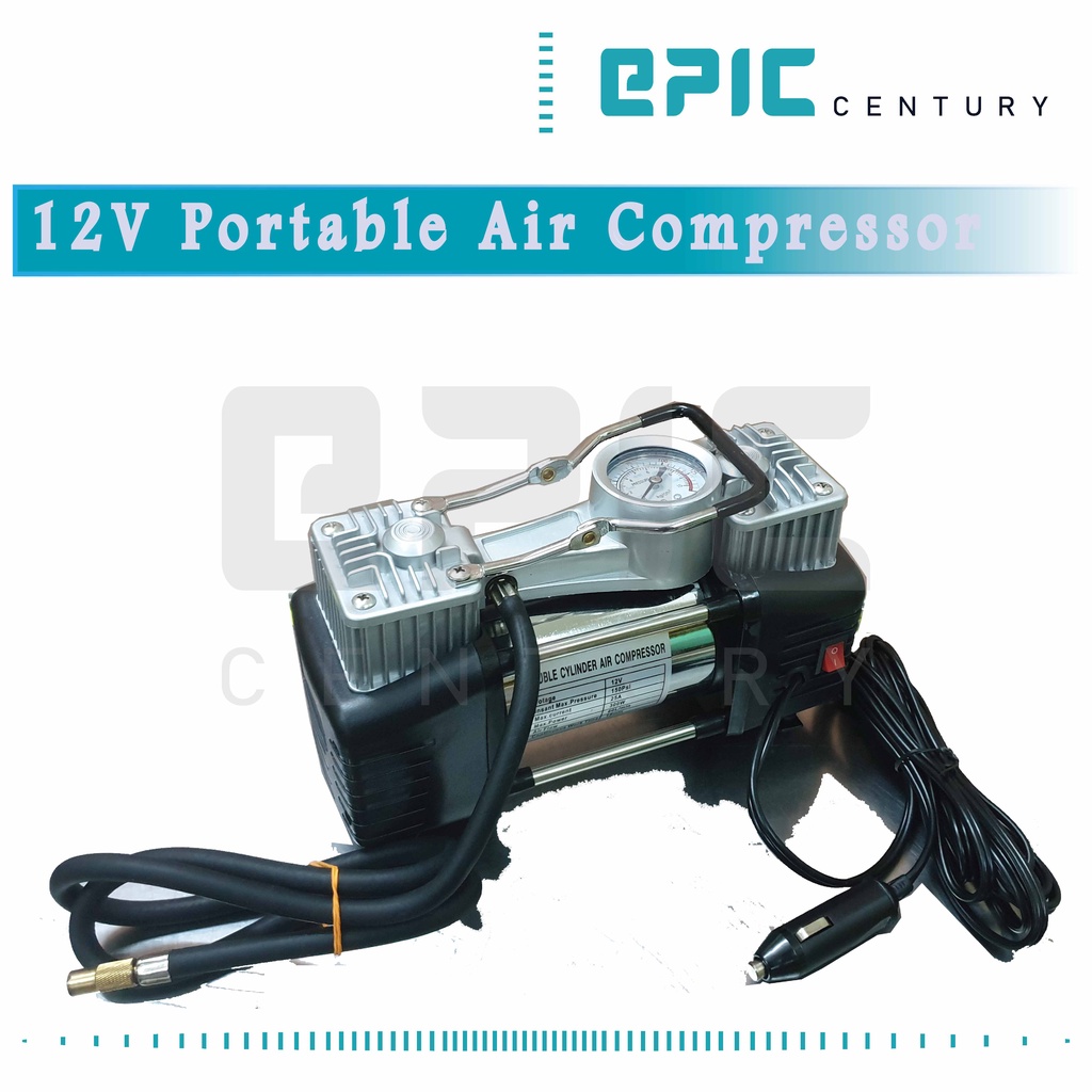 Epic Century 12V Portable Air Compressor (Twin Cyclinder and Torch