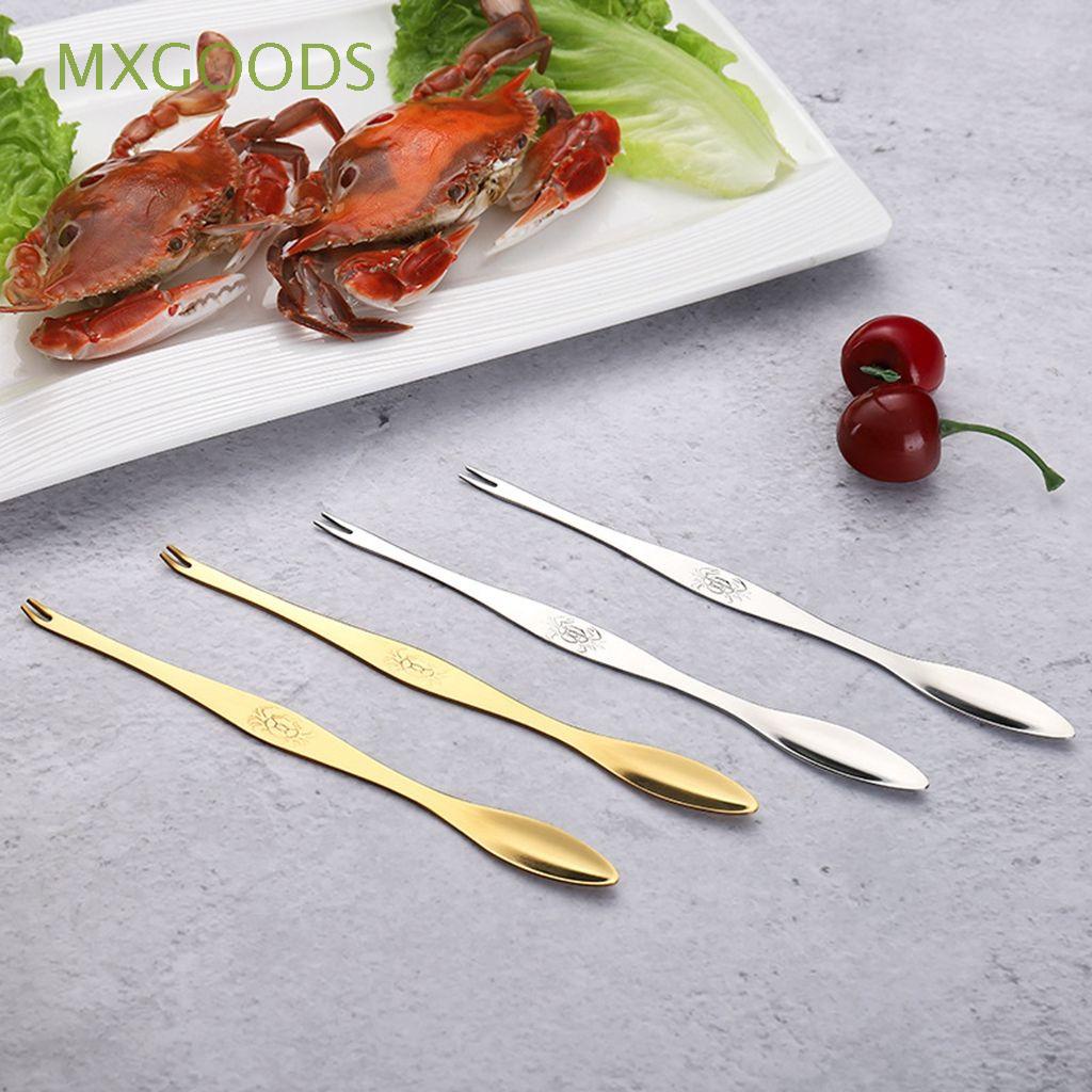 MXGOODS Creative Crab Fork Elegant Lobster Spoons Seafood Utensils Double Headed Fruit Fork 1 pcs for Crab and Lobster Multi-Use Thin Crab Picking Tools/Multicolor