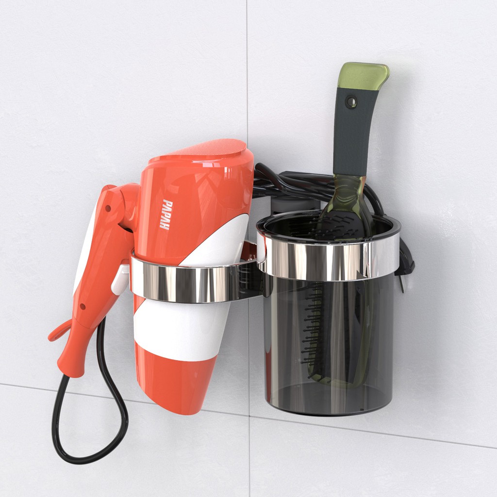 Hair Dryer Holder Adhesive Wall Mount Hair Blow Dryer Hanging Rack