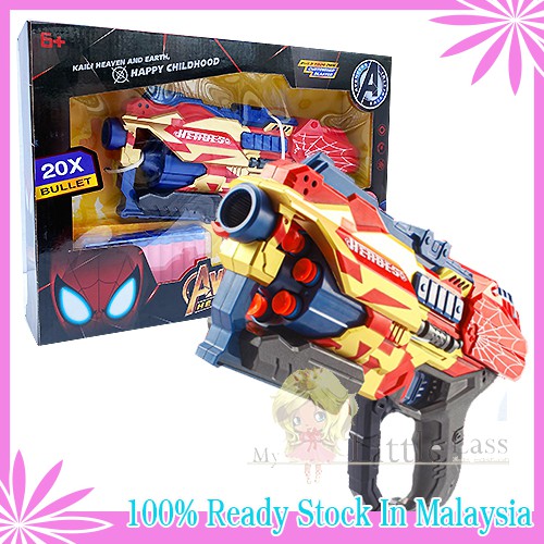 Superhero Pretend Play Spiderman Soft Bullet Gun with 20 Soft Bullets