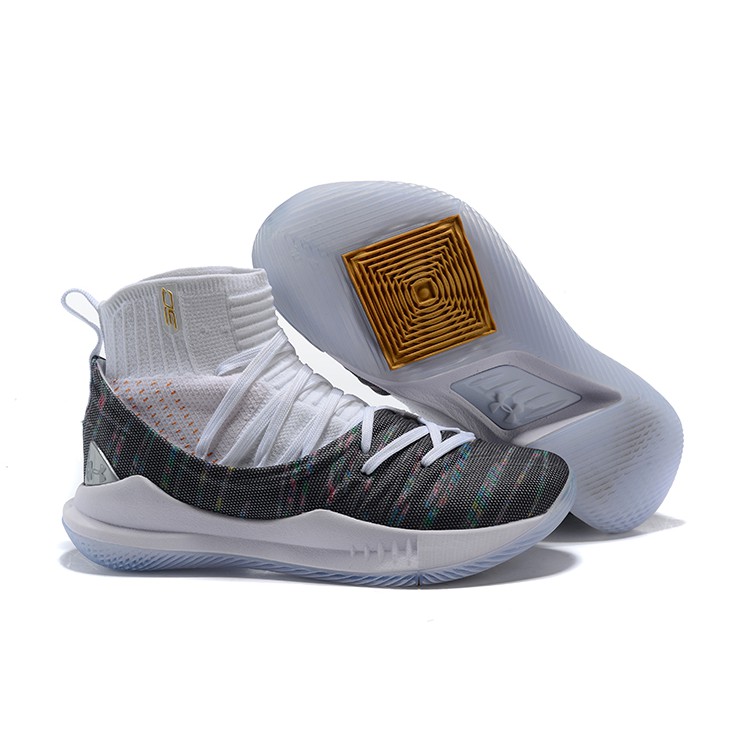 UA Curry 5 High Tops White/Multi-Color 