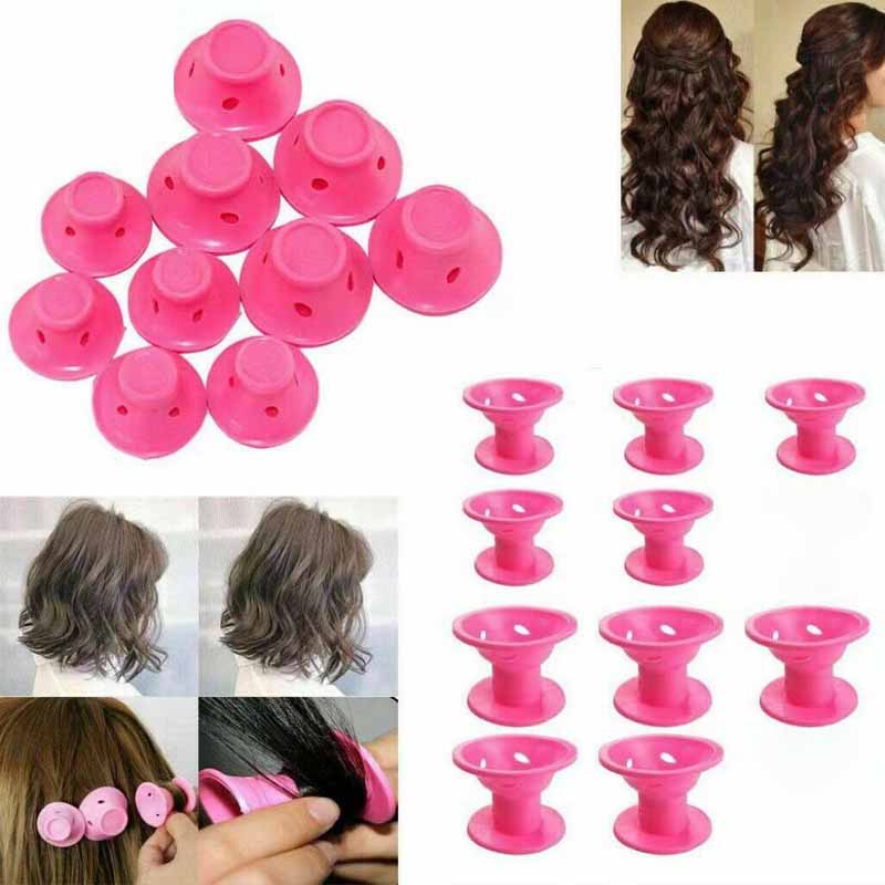 10 PCS Silicone No Heat Hair DIY Curlers Magic Soft Rollers Hair Care
