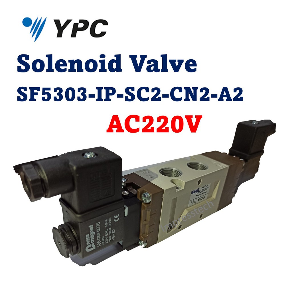 [All Voltage Available] YPC 3/8" 5/2 Double Solenoid Valve SF5303IP