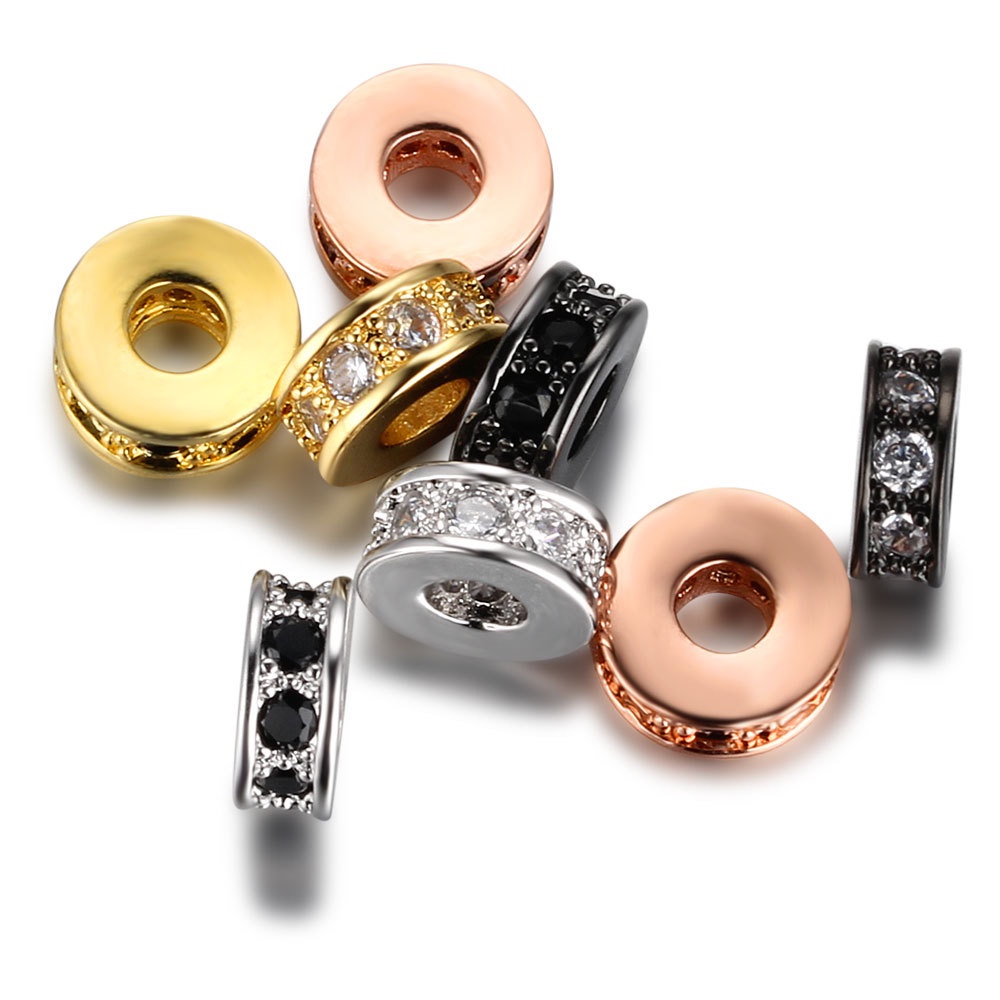 Copper Micro-Inlaid Zircon Spacer Bead Bracelet diy Jewelry Accessories