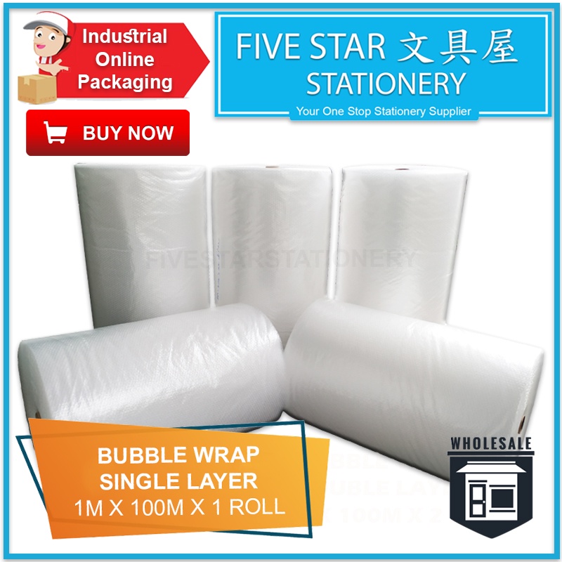 fivestar2u Bubble Wrap Single Layer 1m x 100m x 1roll Bulk Wrap Online Retail Extra Strong Packaging Packing Fragile