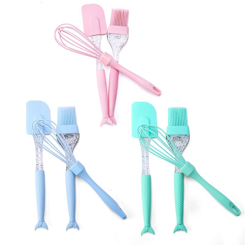 3pcs Set Silicone Spatula Brush Whisk Baking Tools Accessories Kitchen Utensils Silicone Mermaid Tail Design Shopee Malaysia